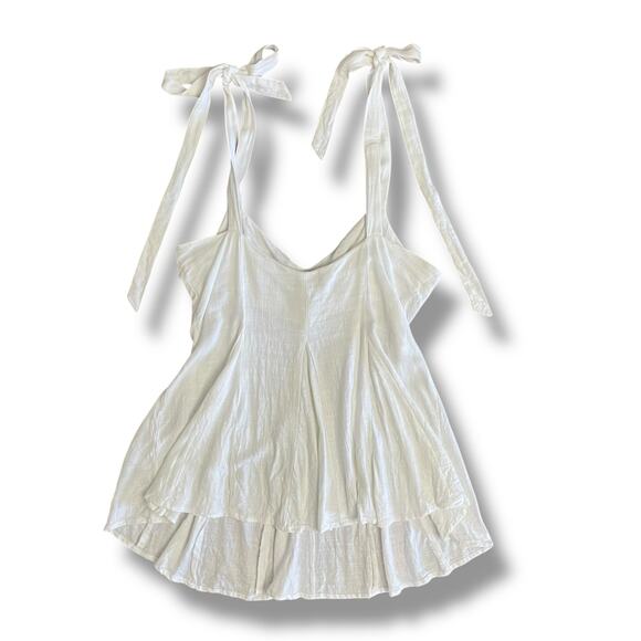 ASOS DESIGN White Linen Blend Tie Strap Swing Cami Top Size 10 US EU 42 - Picture 1 of 8